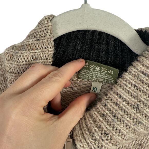 Carraig Donn Quarter Zip Cream Chunky Sweater 100% Pure New Wool Ireland Mens XL - Picture 4 of 5